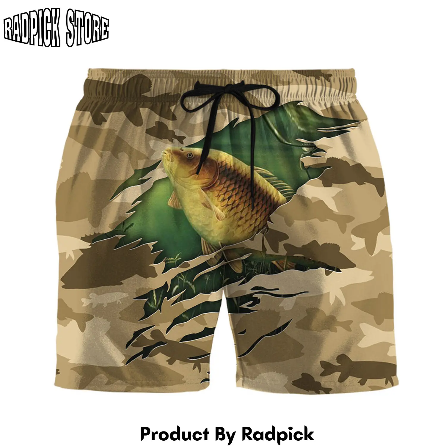 Radpick 3d fishing american flag camo pattern custom hawaii short rp631530